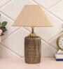 Brown Natural Fiber Shade Table Lamp With Antique Terracotta Base