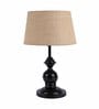 Brown Natural Fiber Shade Table Lamp with Black Base