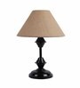 Brown Natural Fiber Shade Table Lamp with Black Base