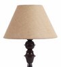 Brown Natural Fiber Shade Table Lamp with Black Base