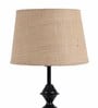 Brown Natural Fiber Shade Table Lamp with Black Base