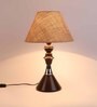 Brown Natural Fiber Shade Table Lamp with Black Base