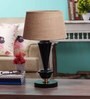 Brown Natural Fiber Shade Table Lamp with Black Base