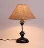 Brown Natural Fiber Shade Table Lamp with Black Base