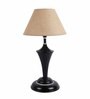 Brown Natural Fiber Shade Table Lamp with Black Base