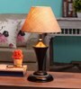 Brown Natural Fiber Shade Table Lamp with Black Base