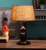 Brown Natural Fiber Shade Table Lamp with Black Base