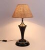 Brown Natural Fiber Shade Table Lamp with Black Base