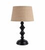 Brown Natural Fiber Shade Table Lamp with Black Base