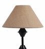 Brown Natural Fiber Shade Table Lamp with Black Base