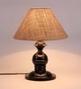 Brown Natural Fiber Shade Table Lamp with Black Base