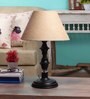 Brown Natural Fiber Shade Table Lamp with Black Base
