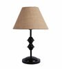 Brown Natural Fiber Shade Table Lamp with Black Base
