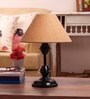 Brown Natural Fiber Shade Table Lamp with Black Base