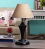 Brown Natural Fiber Shade Table Lamp with Black Base