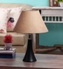 Brown Natural Fiber Shade Table Lamp with Black Base