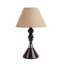 Brown Natural Fiber Shade Table Lamp with Black Base