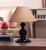 Brown Natural Fiber Shade Table Lamp with Black Base