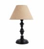 Brown Natural Fiber Shade Table Lamp with Black Base