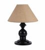 Brown Natural Fiber Shade Table Lamp with Black Base