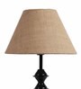 Brown Natural Fiber Shade Table Lamp with Black Base