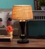 Brown Natural Fiber Shade Table Lamp with Black Base