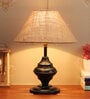 Hazel Brown Natural Fiber Shade Night Lamp With Metal Base