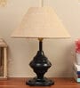 Hazel Brown Natural Fiber Shade Night Lamp With Metal Base