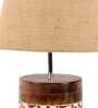 Brown Natural Fiber Shade Table Lamp With Brown & Off White Wood Base