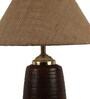 Brown Natural Fiber Shade Table Lamp With Brown Base