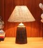 Brown Natural Fiber Shade Table Lamp With Brown Base