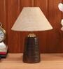Brown Natural Fiber Shade Table Lamp With Brown Base