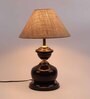 Brown Natural Fiber Shade Table Lamp with Brown Base