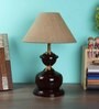 Brown Natural Fiber Shade Table Lamp with Brown Base
