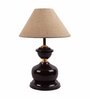 Brown Natural Fiber Shade Table Lamp with Brown Base