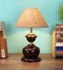 Brown Natural Fiber Shade Table Lamp with Brown Base