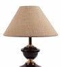 Brown Natural Fiber Shade Table Lamp with Brown Base
