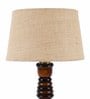 Electa Brown Natural Fiber Shade Night Lamp With Wood Base