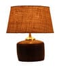 Century Brown Fabric Shade Night Lamp With Teracotta Base