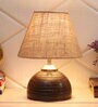Unica Brown Natural Fiber Shade Night Lamp With Teracotta Base