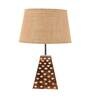 Brown Natural Fiber Shade Table Lamp With Brown Woodden Base