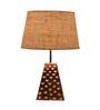 Brown Natural Fiber Shade Table Lamp With Brown Woodden Base