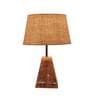 Brown Natural Fiber Shade Table Lamp With Brown Woodden Base