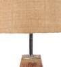 Brown Natural Fiber Shade Table Lamp With Brown Woodden Base