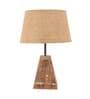 Brown Natural Fiber Shade Table Lamp With Brown Woodden Base