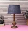 Brown Natural Fiber Shade Table Lamp With Copper Base