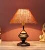 Brown Natural Fiber Shade Table Lamp With Copper Base