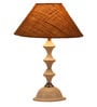 Potenza Brown Natural Fiber Shade Night Lamp With Metal Base