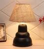 Brown Natural Fiber Shade with Black Terracotta Base