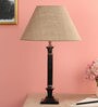 Brown Fabric Shade Table Lamp with Brown Base